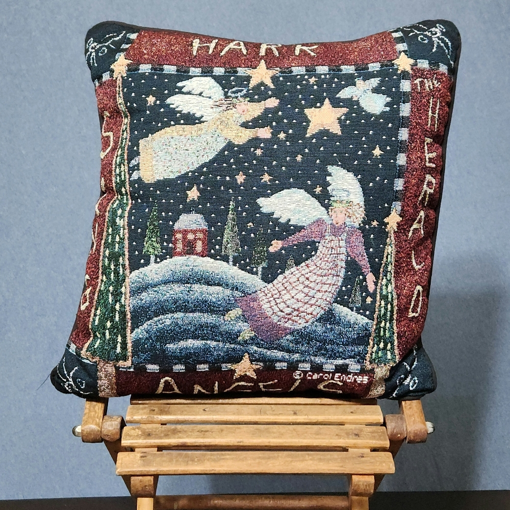 Carol Endres holiday angel tapestry throw pillow